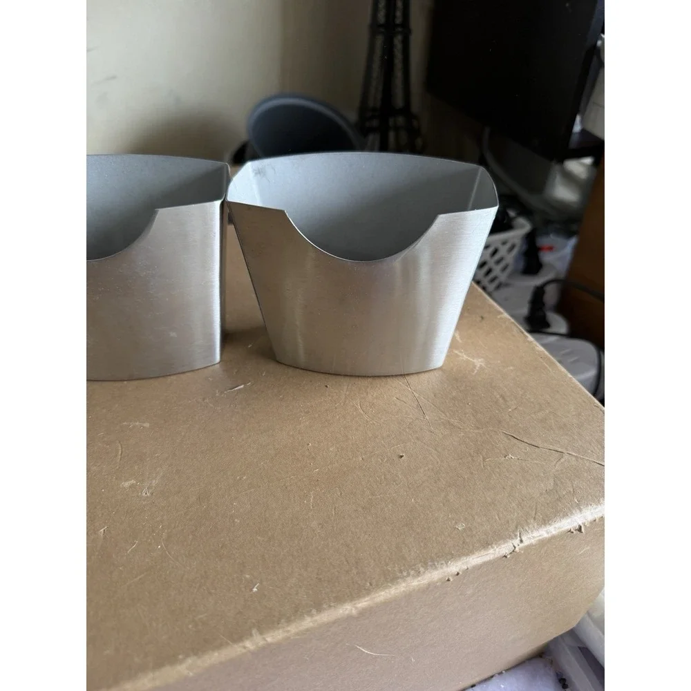 Set of 3 Mini Metal Baking‎ Molds Small Loaf Pans Silver 2x4.5 in
